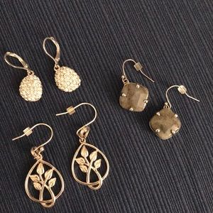 Set of 3 sterling silver drop earrings